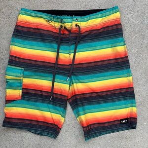 Men's O'Neill Board Shorts Multicolor Rasta 32 Surf Beach Sun Reggae Jamaica